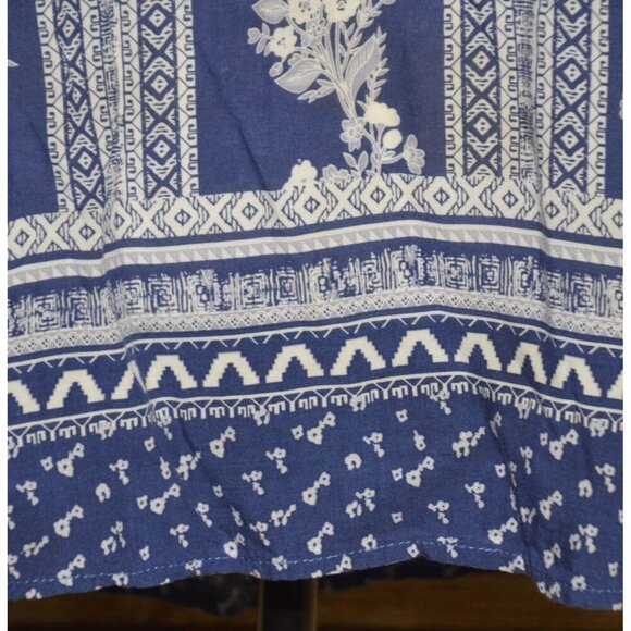 Fred David Blue Floral Print Blouse Ladies XL Lightweight Rayon Top Casual Top - Picture 5 of 10